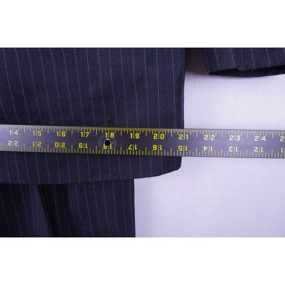 VTG Botany 500 Suit Mens 42R Dark Gray Pinstripe Wool Pants 36x29 Pleated Cuffed - Picture 8 of 16